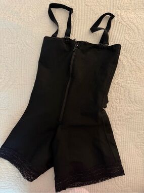 Leonisa Black Shapewear Bodysuit with Lace Trim